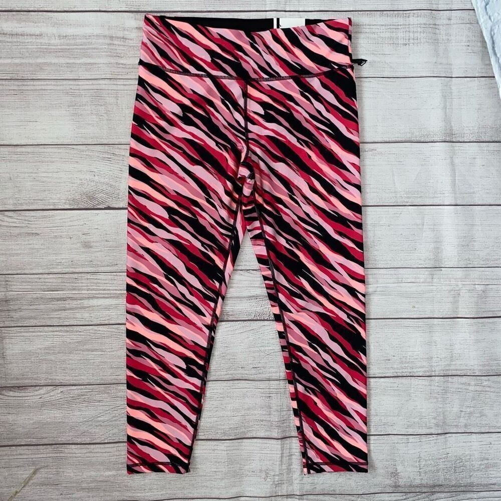 DKNY NWT women L high waist pull on compression leggings multicolor